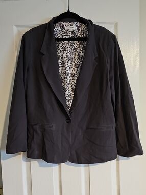 kensie Black Single-Button Notch Lapel Blazer